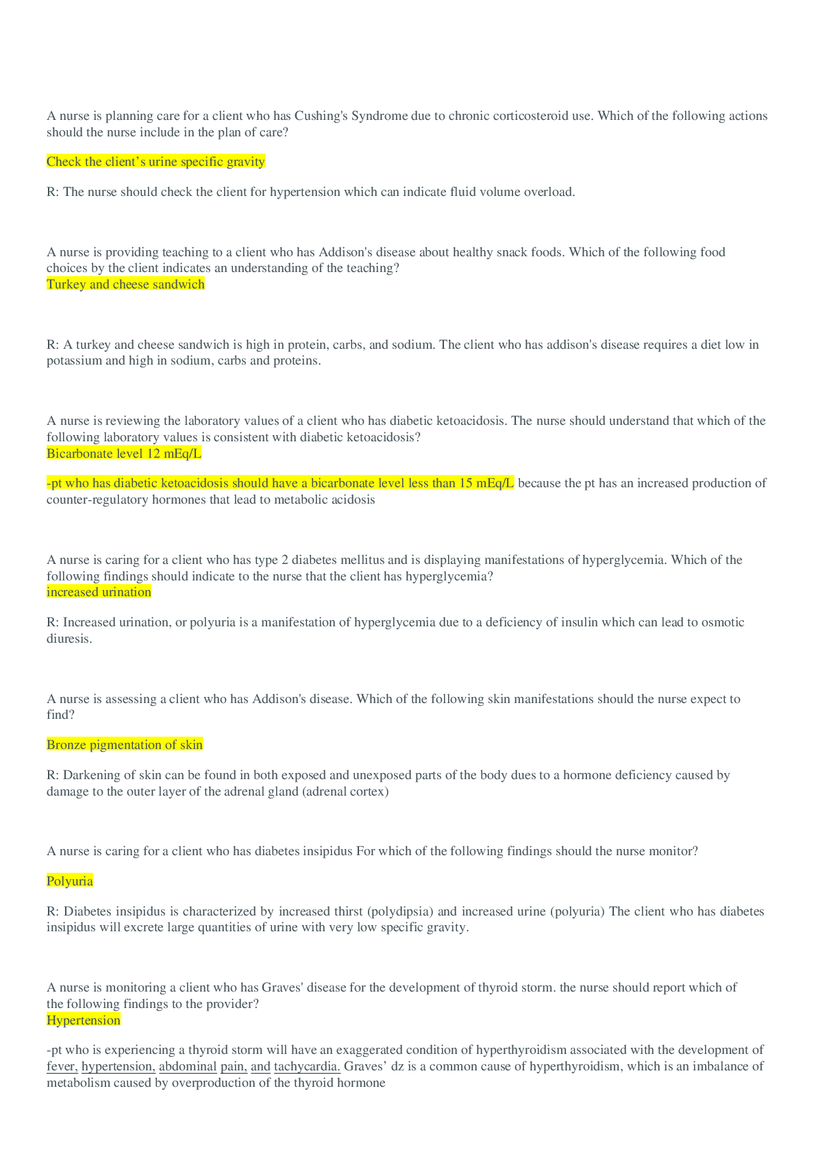 Preview image for MED SURG 120 (ENDOCRINE) STUDY GUIDE 2019